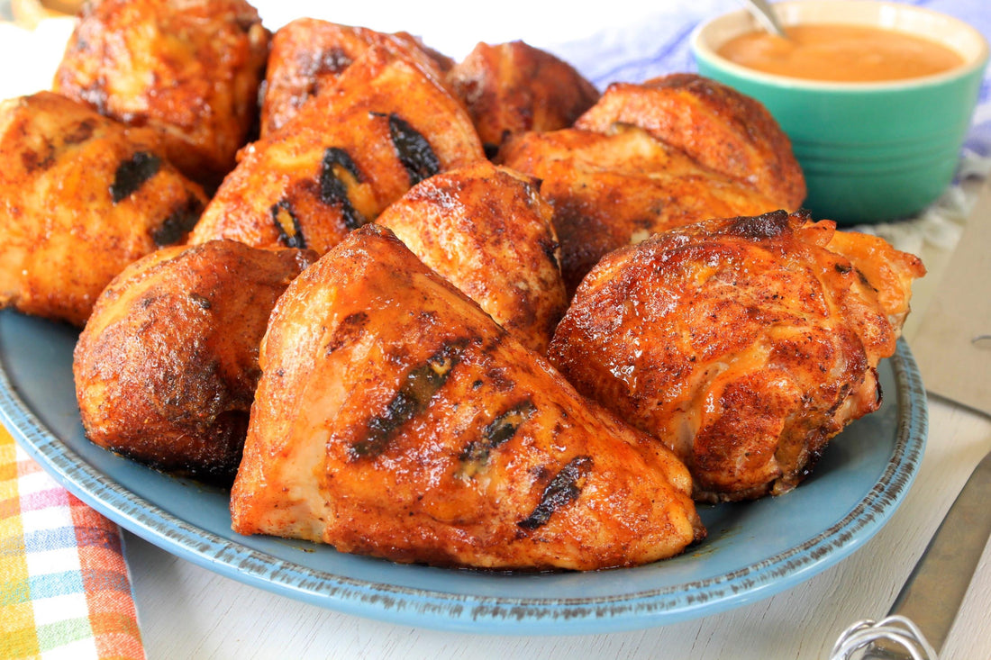 Grilled Chicken Breasts with Peach-Bourbon Barbecue Sauce