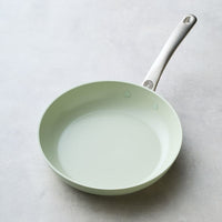 Ceramic Nonstick 10-Inch Frying Pan in light green with a scratch-resistant surface.