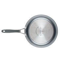 Top view of a gray nonstick frying pan, 9-Piece A1 ScratchDefense™ set.