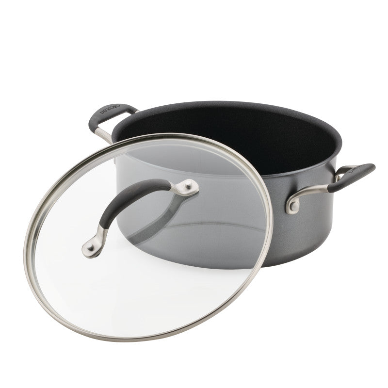 A close-up of the 5-Quart ScratchDefense Nonstick Dutch Oven with Lid.