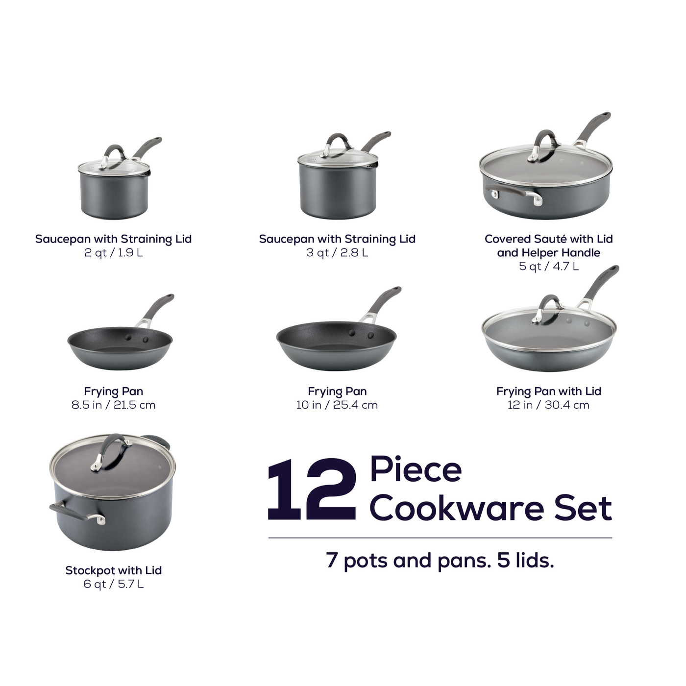 12-Piece ScratchDefense™ Nonstick Cookware Set