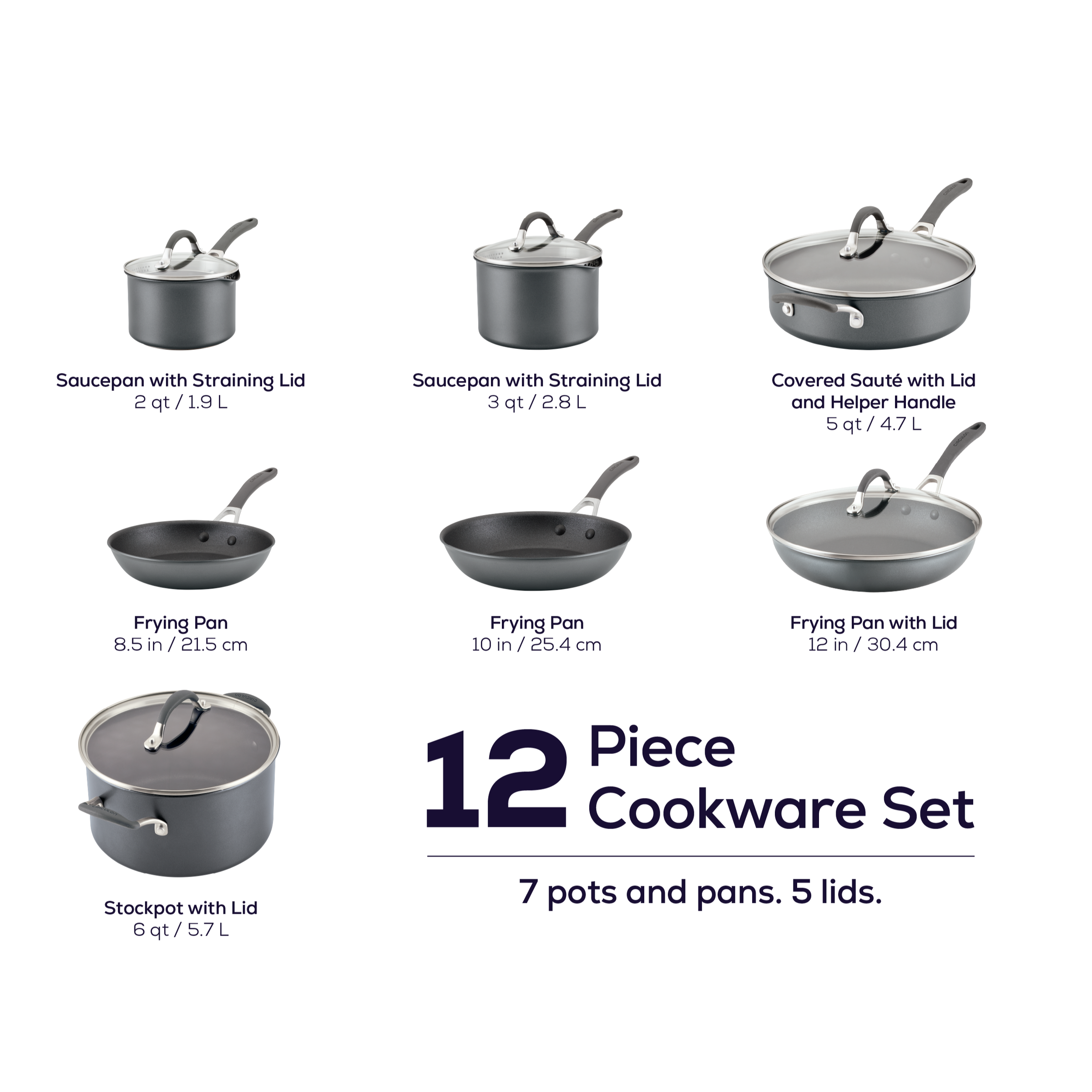 12-Piece ScratchDefense™ Nonstick Cookware Set