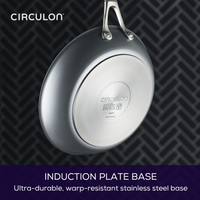 ScratchDefense™ cookware set against a patterned background.