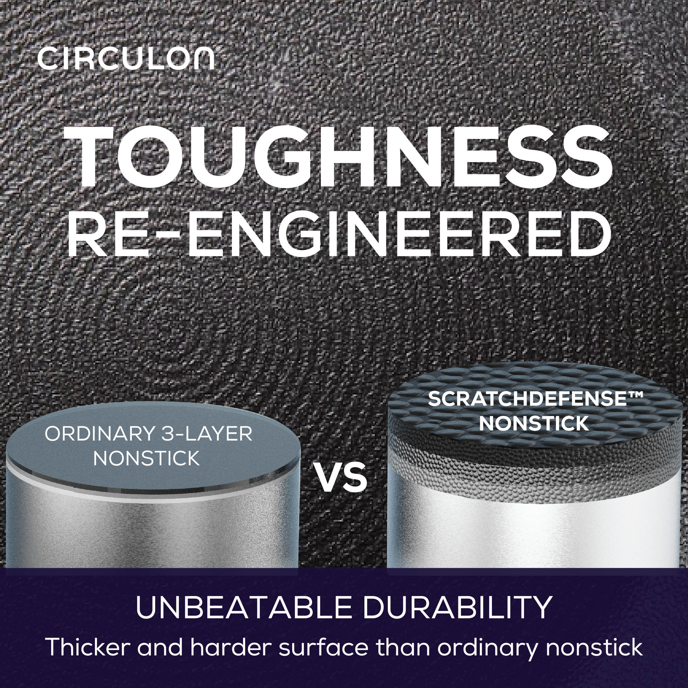 Comparison of ordinary nonstick vs ScratchDefense nonstick surface.