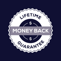 Badge with "Lifetime Money Back Guarantee" in bold text on a dark background.