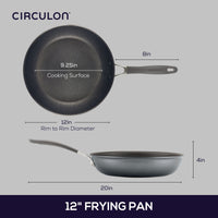 12-Inch Frying Pan: ScratchDefense™ nonstick surface with labeled dimensions.
