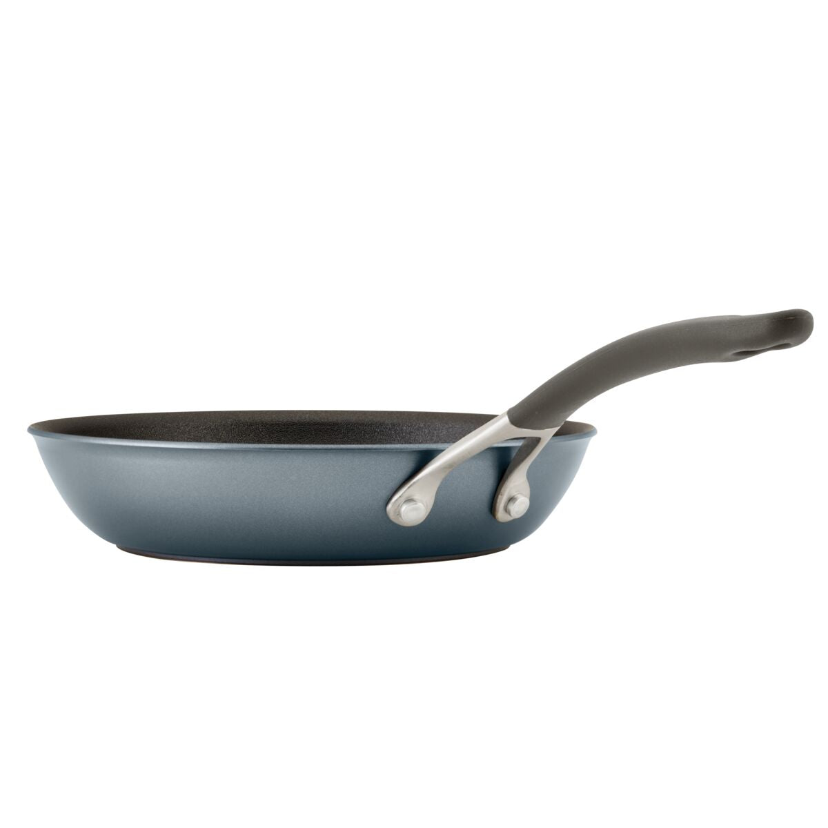 Circulon frying pan with ScratchDefense™ black handle, side view.