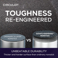 3-Quart A1 ScratchDefense™ Saucepan: Nonstick durability vs. standard cookware.