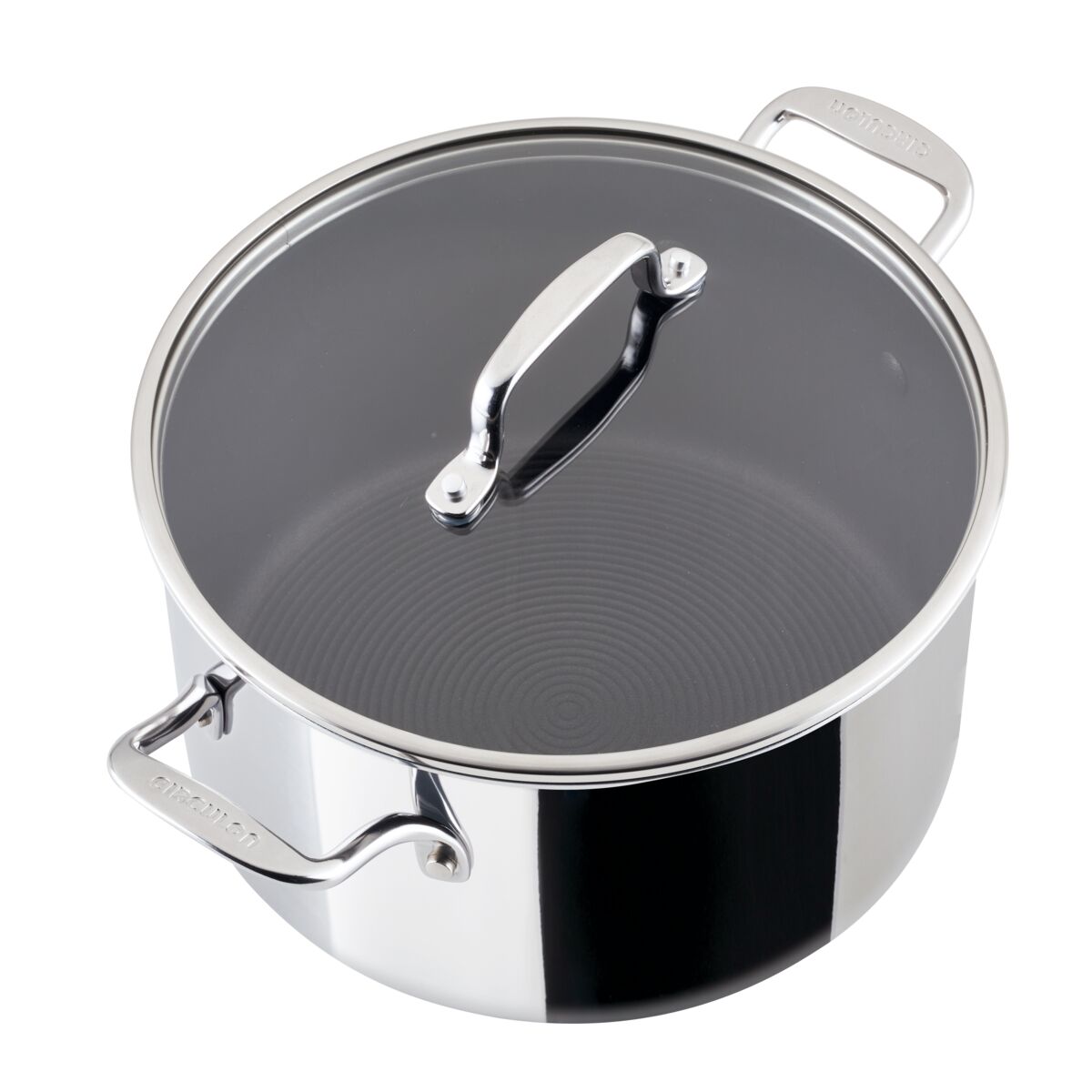 Clad Nonstick Pot with Glass Lid and Two Handles from ScratchDefense™ Set.