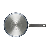 2-Quart A1 ScratchDefense™ Nonstick Sauce Pan, gray handle viewed from bottom.