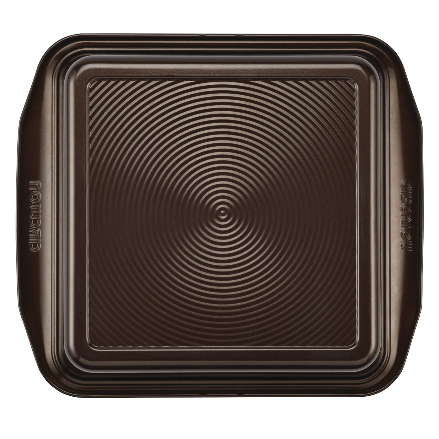 A 9-Inch Nonstick Square Cake Pan, expertly crafted from durable steel construction, features ridged details and a nonstick coating for easy release.