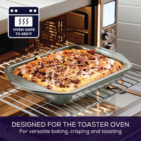 4-Piece Nonstick Toaster Oven Set on a wire rack.