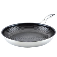 12.5" Open Frying Pan with tri-ply clad stainless steel, non-stick interior, and spiral design.