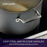 Close-up of the 8-Quart Pot showcasing ScratchDefense™ nonstick handle.