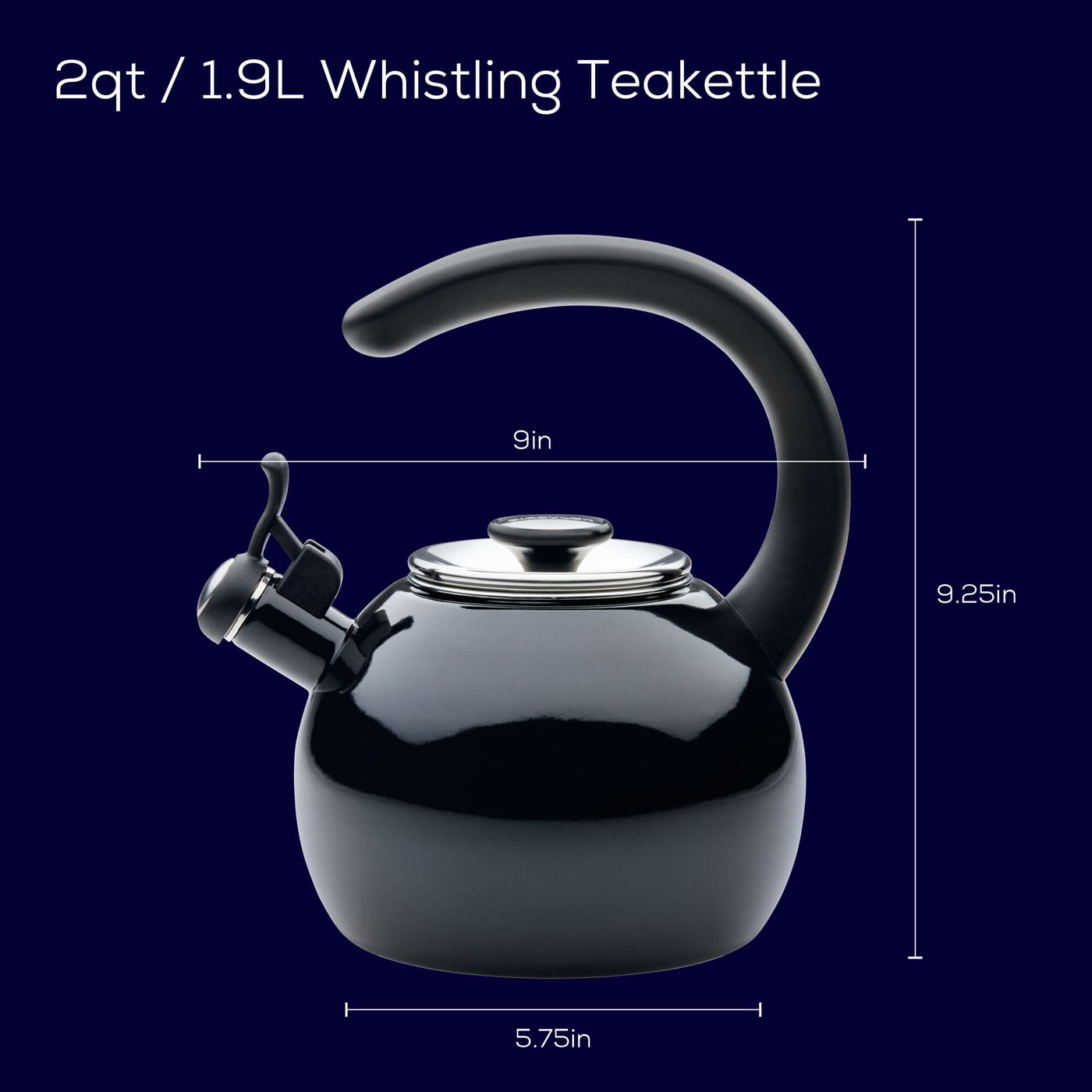 2-Quart Whistling Teakettle with Flip-Up Spout | Black
