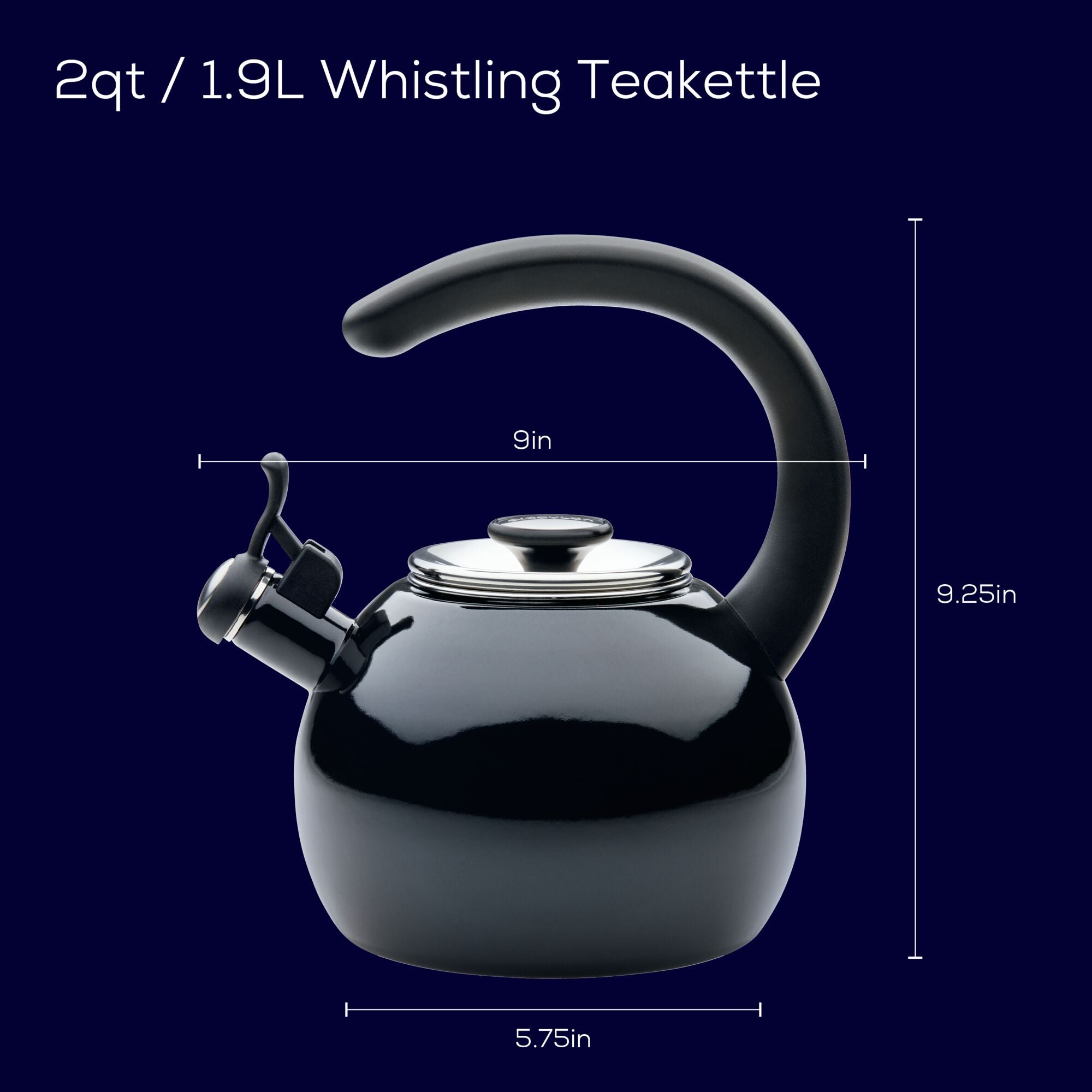 2-Quart Whistling Teakettle with Flip-Up Spout | Black