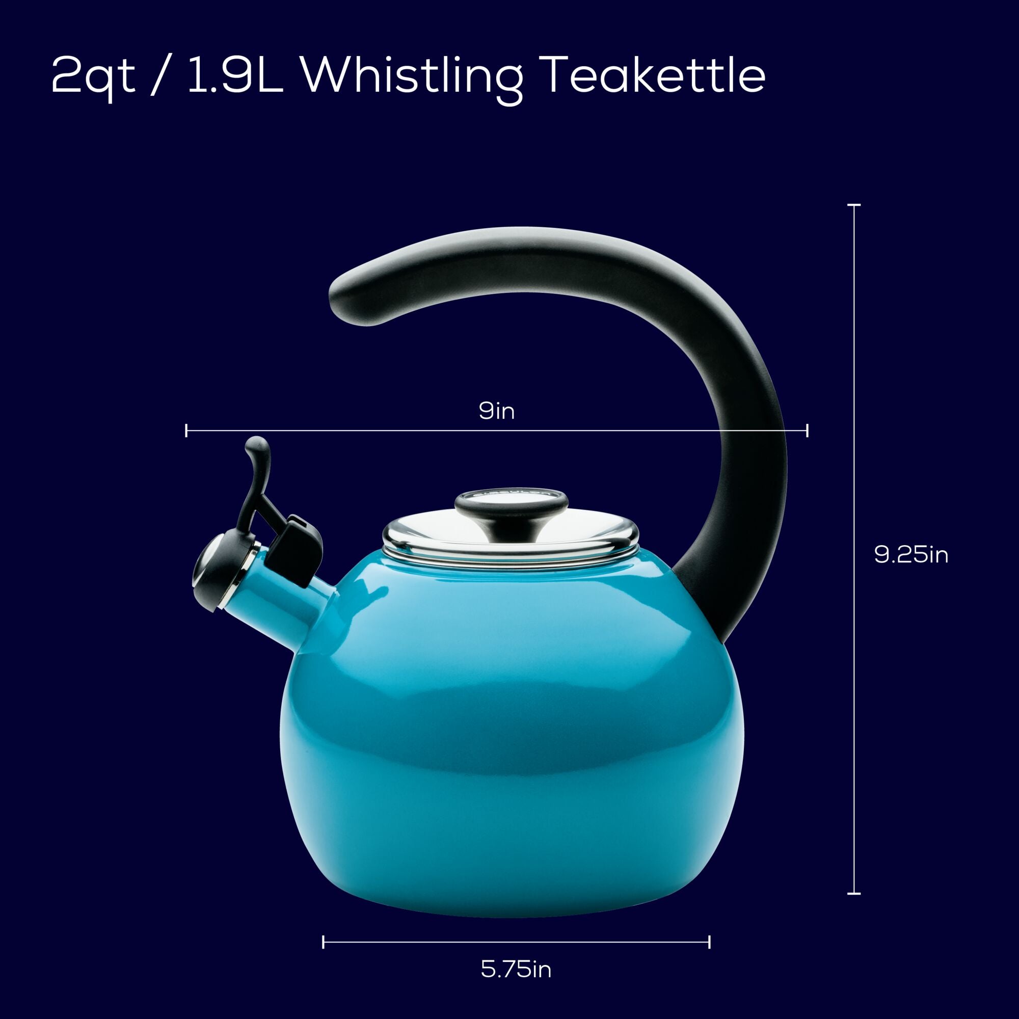 2-Quart Whistling Teakettle with Flip-Up Spout | Turquoise