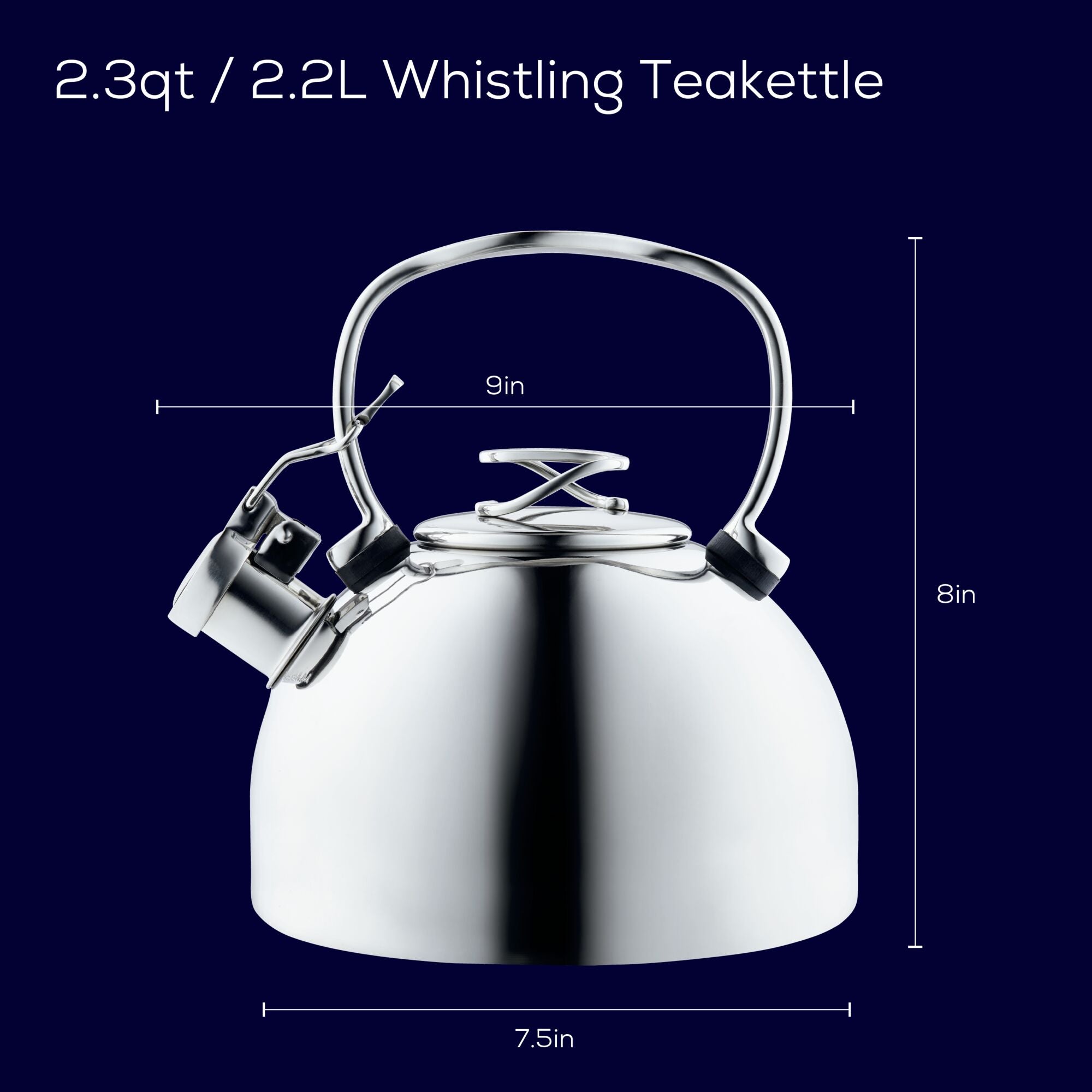 2.3-Quart Whistling Teakettle with Flip-Up Spout | Silver