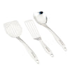 The 3-Piece Kitchen Utensils Set, featuring dishwasher-safe stainless steel utensils with ergonomic handles, is displayed gracefully on a white background.