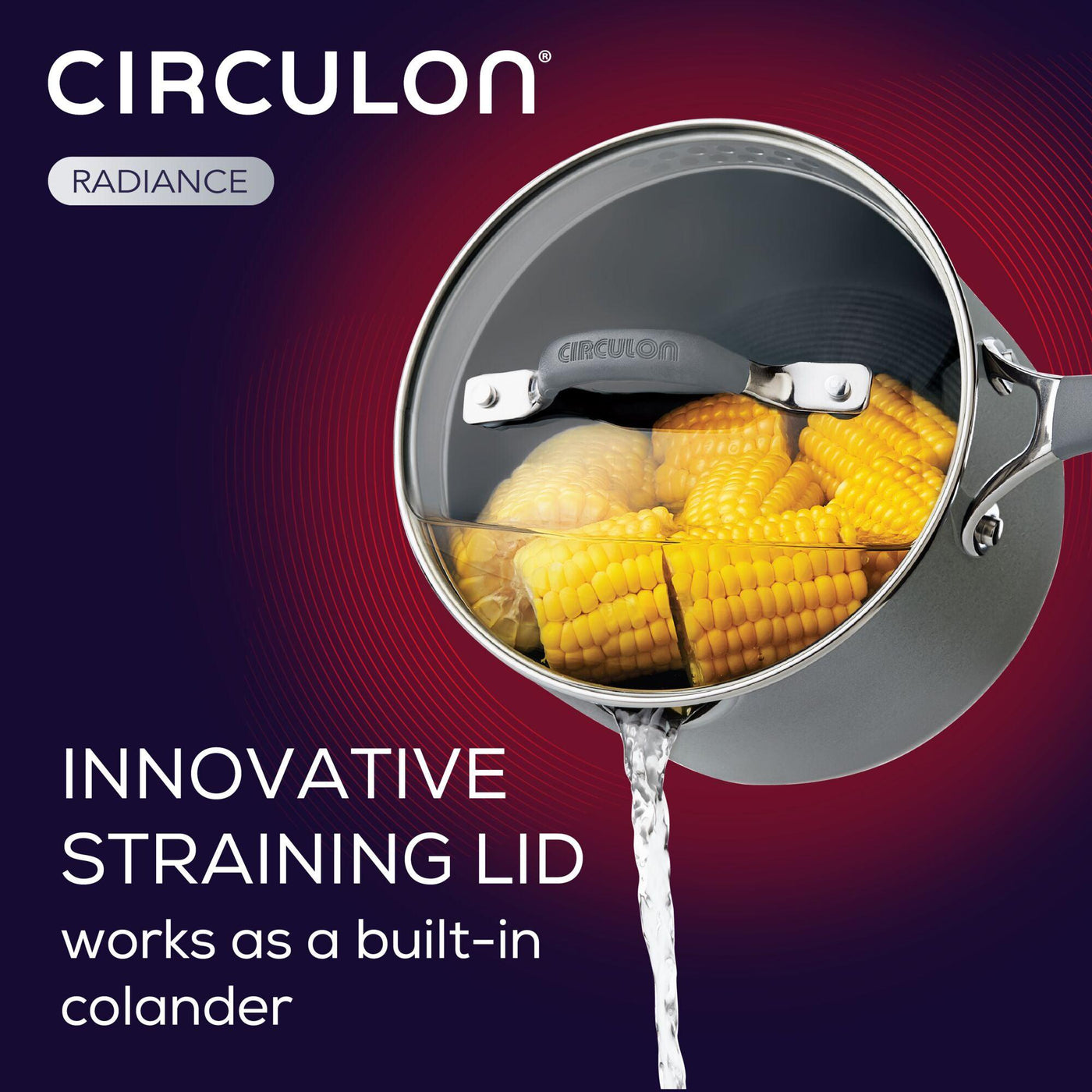 Experience the convenience of draining water with the strainer lid on this pot, part of the Circulon branded 10-Piece Nonstick Cookware Set. Made from durable hard-anodized material, it's dishwasher safe for effortless cleanup and built for enduring performance.