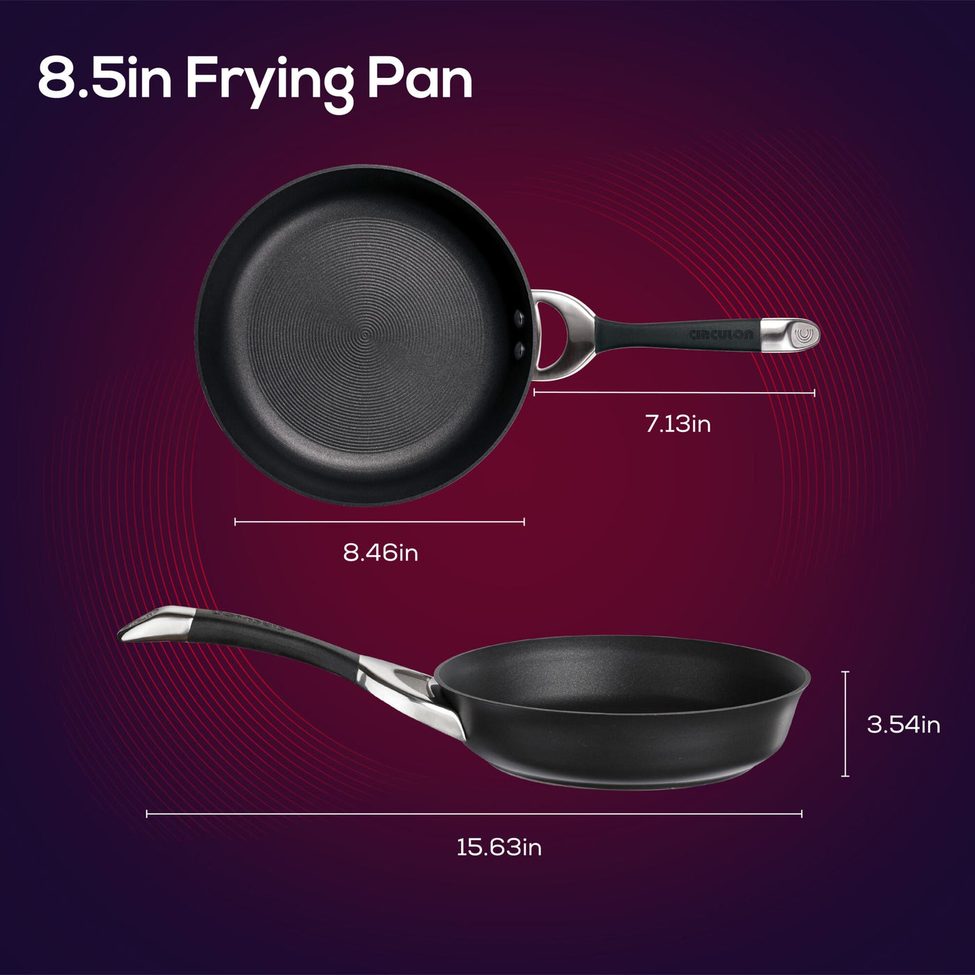 The 8.5-Inch Nonstick Frying Pan is designed with precise measurements and the TOTAL Nonstick System, making it ideal for induction stovetops.