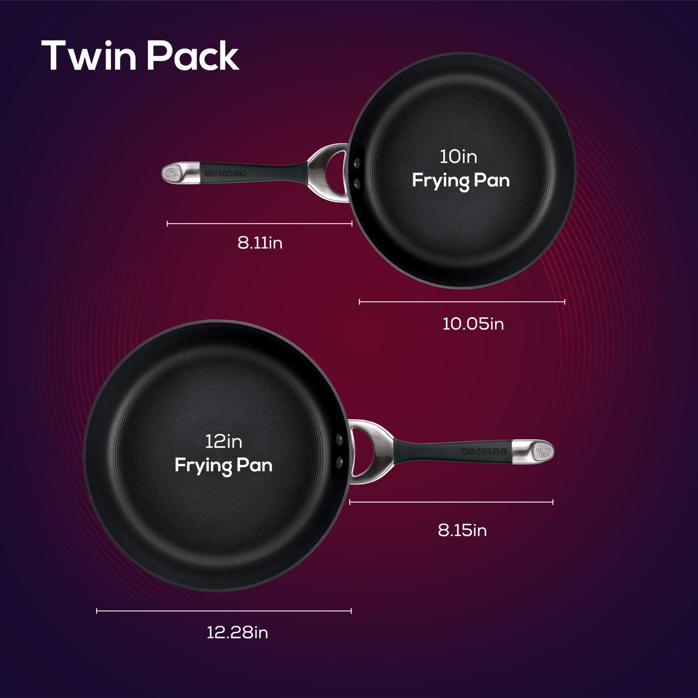 Explore the ideal Hard-Anodized Frying Pan Set, which includes 10-inch and 12-inch pans with precise measurements. These induction stovetop compatible pans feature a dependable nonstick system, guaranteeing outstanding performance and effortless cleanup with each use.