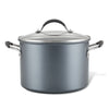 Gray 8-Quart ScratchDefense™ Stockpot with nonstick lid and black handles.