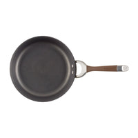 8.5-Inch Nonstick Frying Pan with a hard-anodized surface and a brown handle, ideal for use on induction stovetops, displayed against a white background.