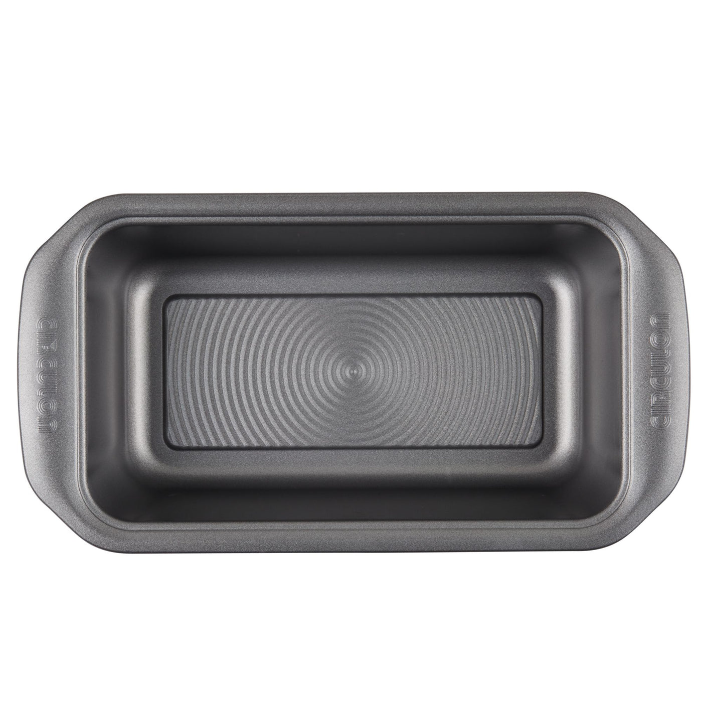 A rectangular bread pan from the 10-Piece Nonstick Bakeware Set includes handles, is constructed from heavy gauge steel to resist warping, and has a nonstick finish.