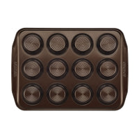 The Nonstick Muffin Pan includes twelve circular molds and a nonstick baking surface, making it oven safe for effortless use.
