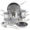 10-Piece Stainless Steel Cookware Set with 2-Piece Bonus Utensil Set, featuring a unique spiral design and advanced SteelShield technology for durability.