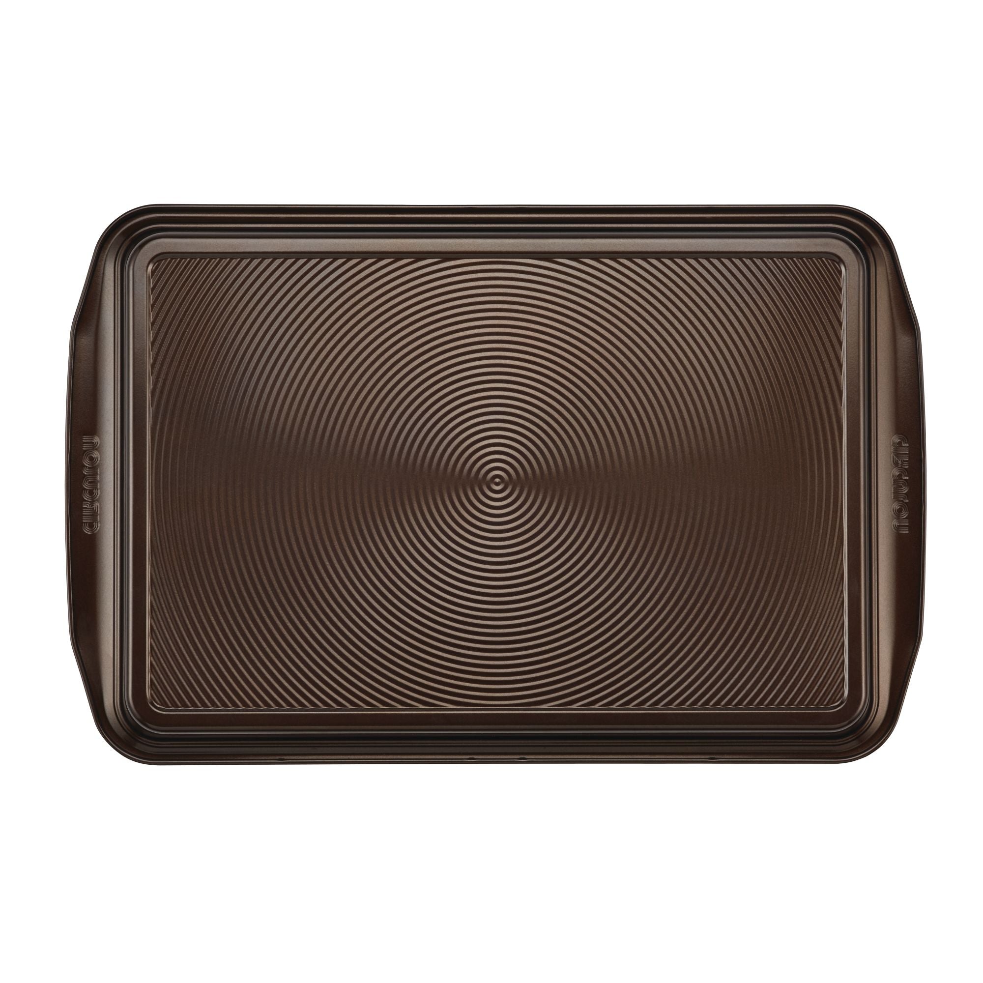 2-piece 10"x15" nonstick cookie pan set with concentric circle pattern.
