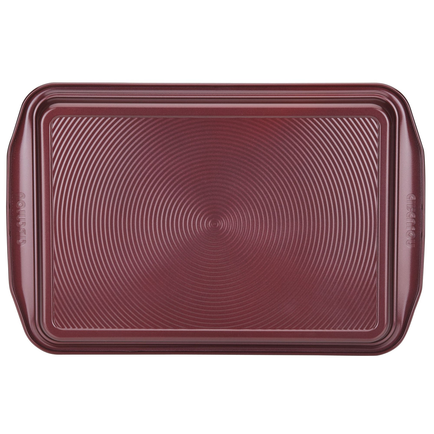 2-Piece 10" x 15" nonstick cookie pan set with textured circles pattern.